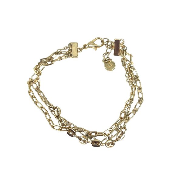 Liz Claiborne Elegant Gold-Tone Multi Strand Chain Bracelet With Lobster Clasp E - Picture 1 of 7